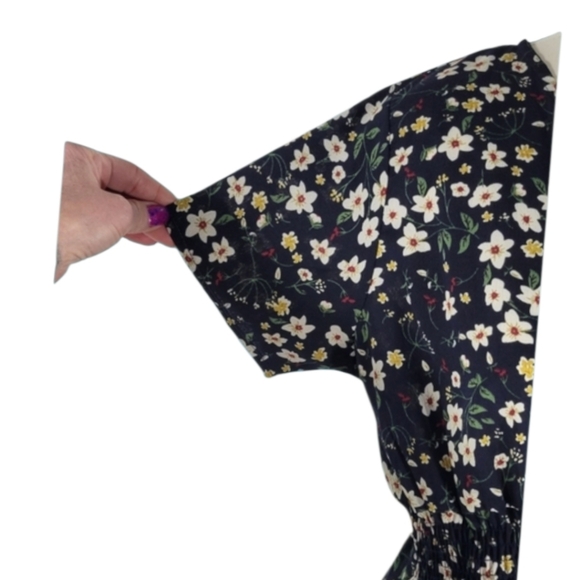 Floral Short Sleeve Midi Dress Ladies Size L - Picture 5 of 10